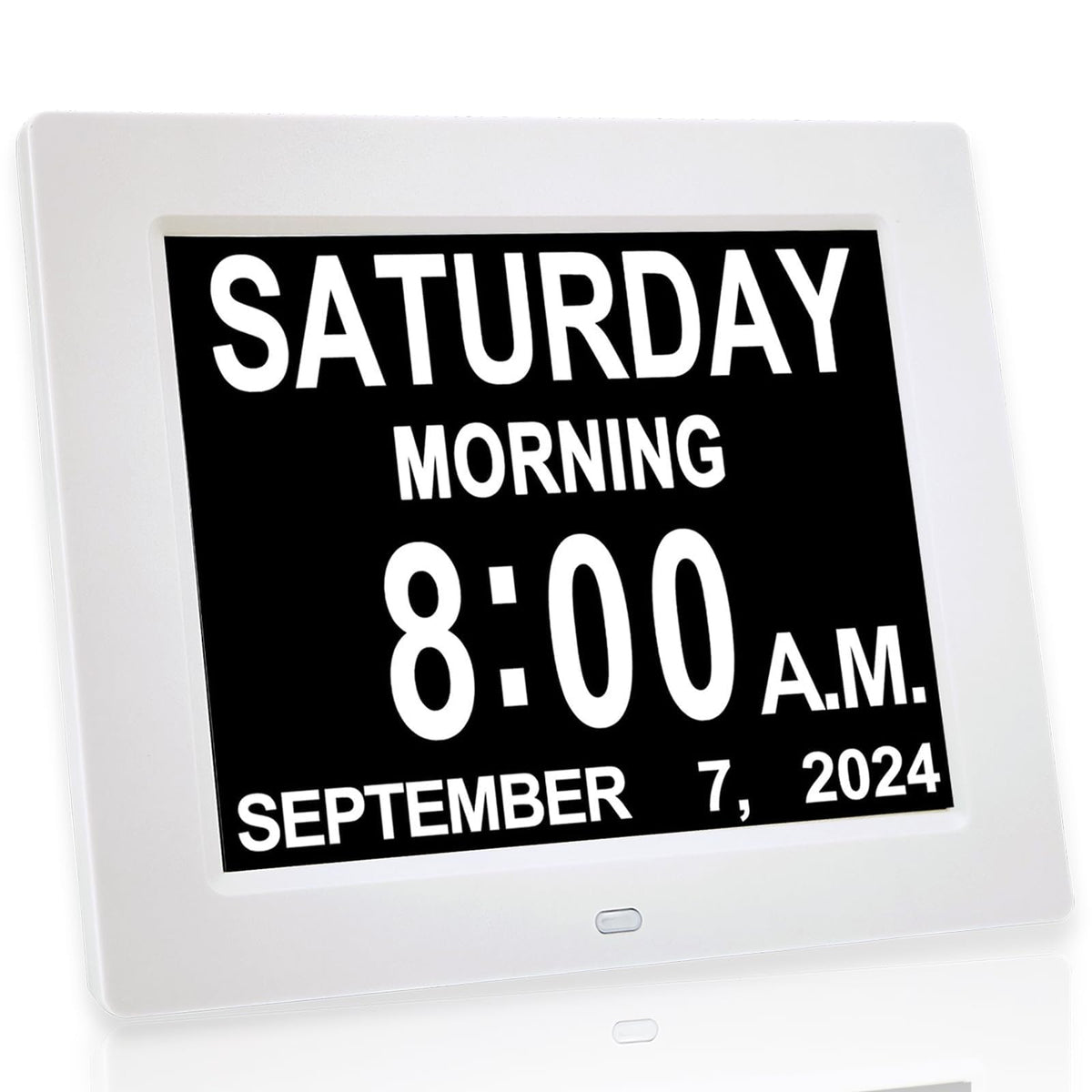 Yuanzeco Alarm Clock With Day And Date For Elderly 3Displays Digital Calendar Day Clock Photo Frame- Auto Dimmable Display 15 Alarm Options, Day Clock