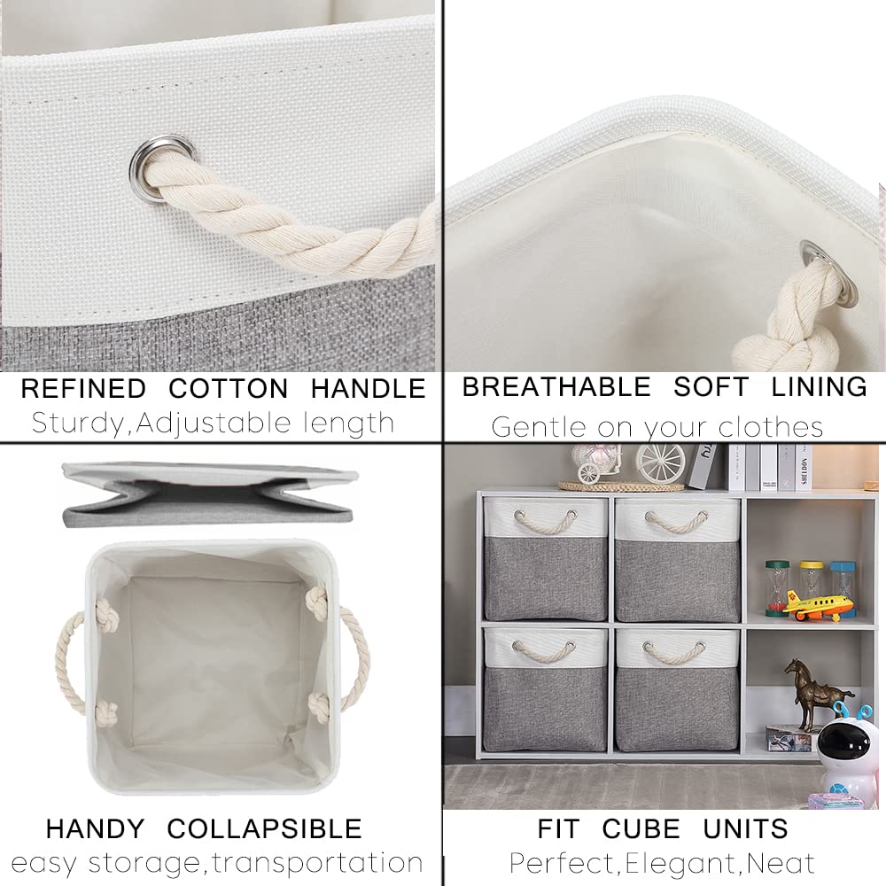 Mangata 25x25x25cm Cube Storage Boxes 3Pcs Gray White Foldable Baskets