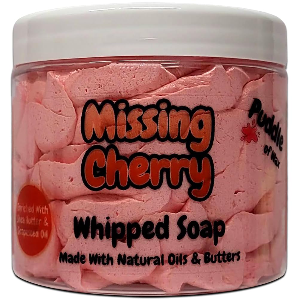 Lost Cherry Whipped Soap Body Wash - 150g - Natural Oils and Butters - Perfume Scent - Vegan Friendly - Puddle of Wax - Made in the UK