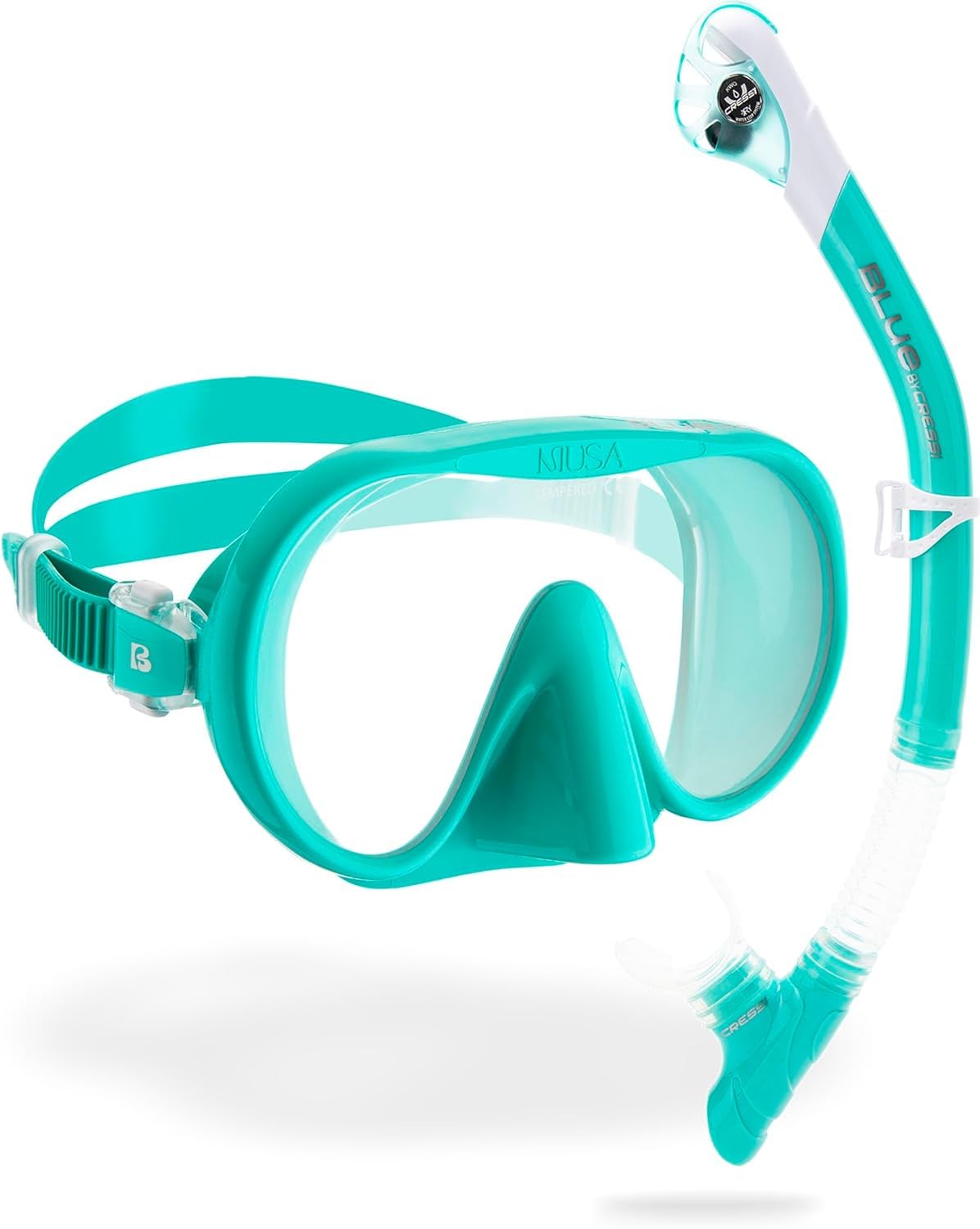CRESSI Musa+Scilla Combo Aqua Green - Adult Combo Set Musa Snorkeling Mask and Scilla Snorke, Aqua Green, One Size