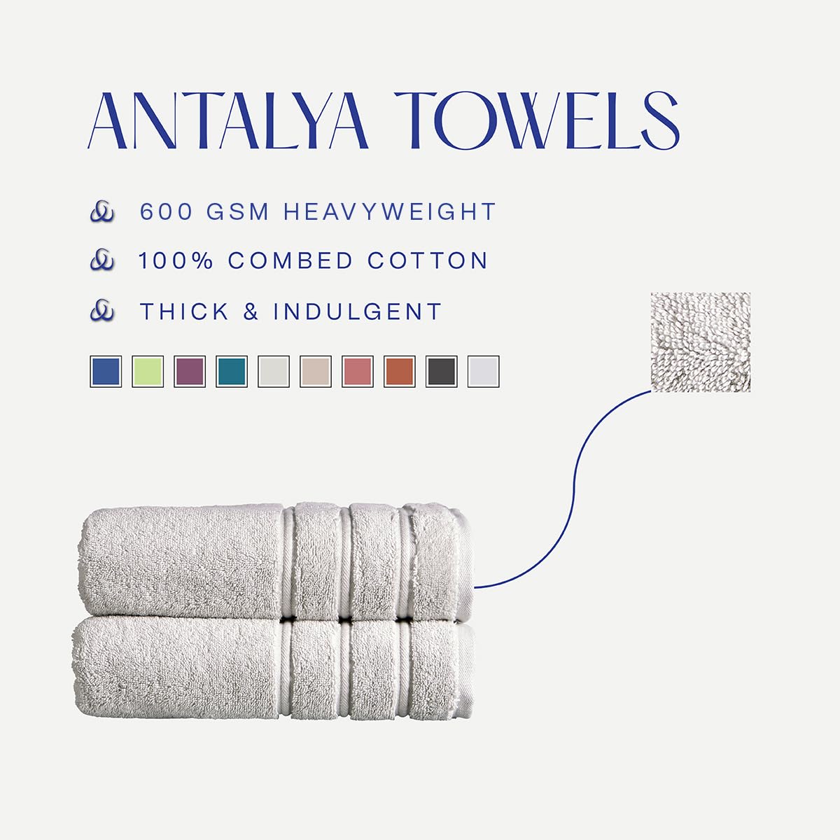 Christy Antalya Large Bath Sheets | Set of 2 | 100% Turkish Cotton | 600GSM | Soft Plush Luxury Bath Towels | 90cm x 150cm | Quick Dry | Lunar Grey