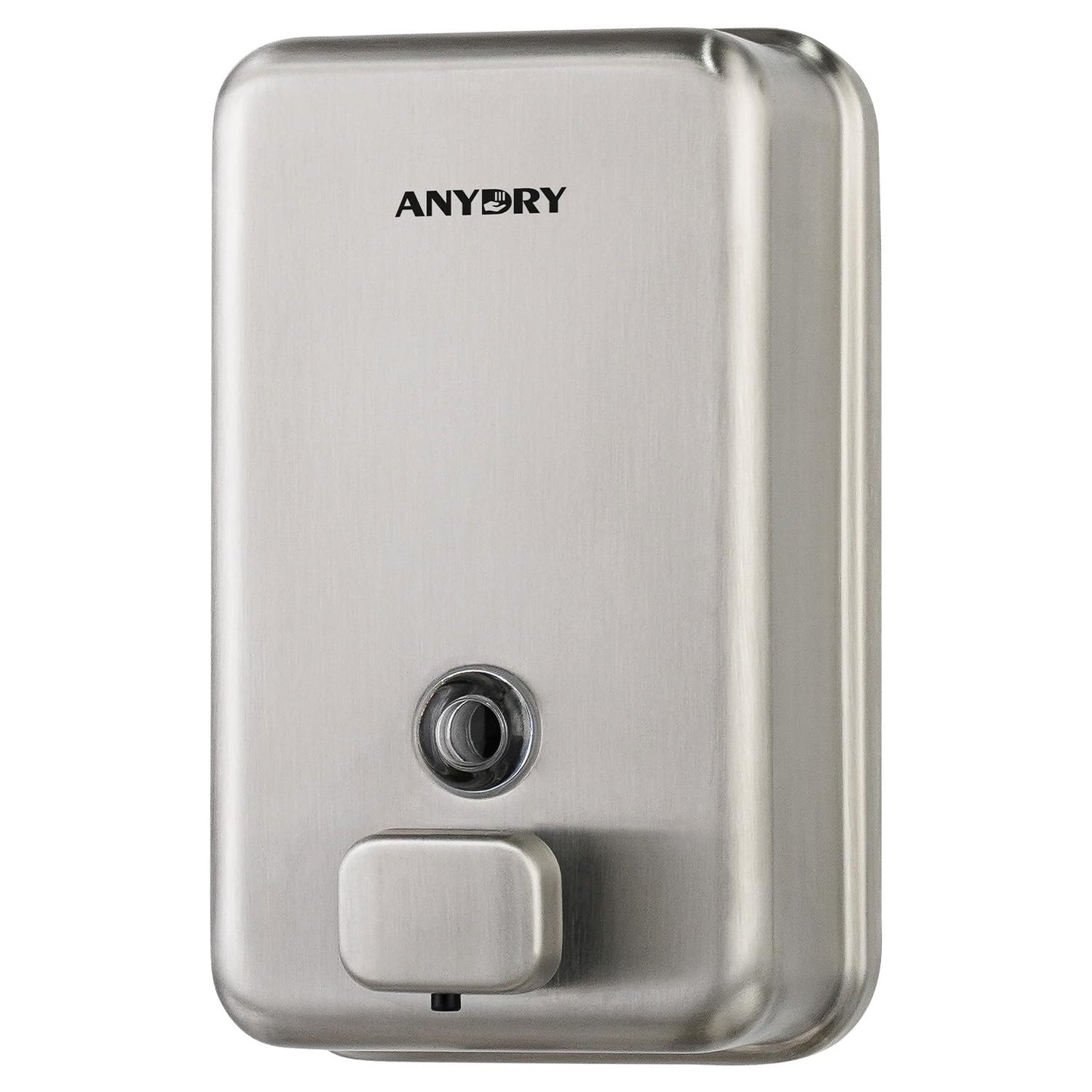 anydry Commercial Wall Mounted Soap Dispenser 1100ml Large Capacity Polished Stainless Steel Manual Dispenser for High Traffic Restrooms (Brushed?