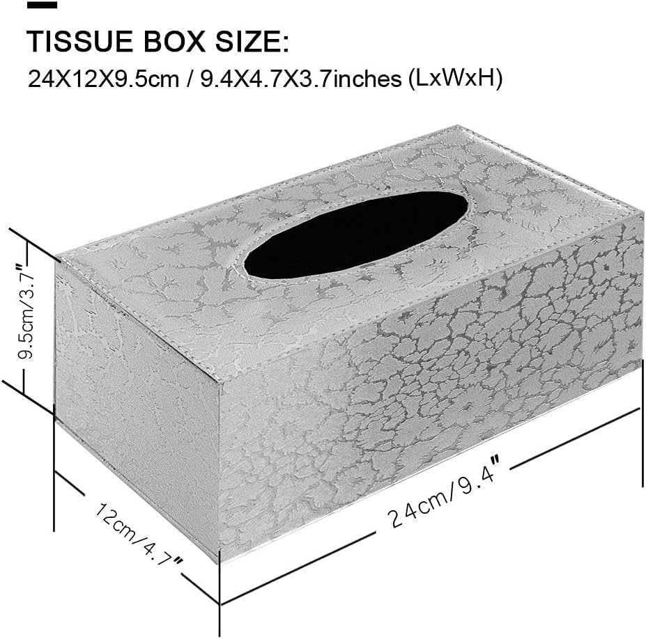 LLRY PU Leather Household Office Rectangular Tissue box Paper Holder Box Cover Case Napkin Holder Car Automotive Decoration (White Lightning)