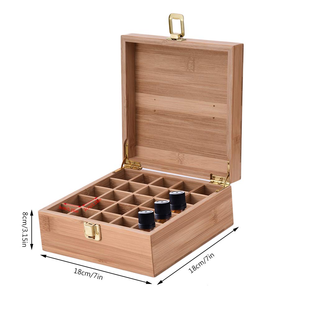 Better Quality than Pine - 25 Slots Bamboo Essential Oil Organizer - Holds 5 10 15 ml Aromatherapy Bottles