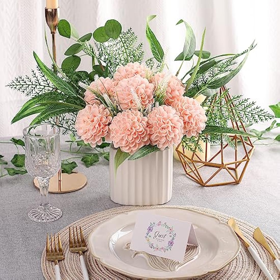 N&T NIETING Artificial Flowers 20pcs Fake Foam Dahlia Flower with Stems, DIY Foam Dahlia Flower for Wedding Cake Bouquets Floral Centerpieces Arrangements Bridal Shower Party Home Decor, Pink