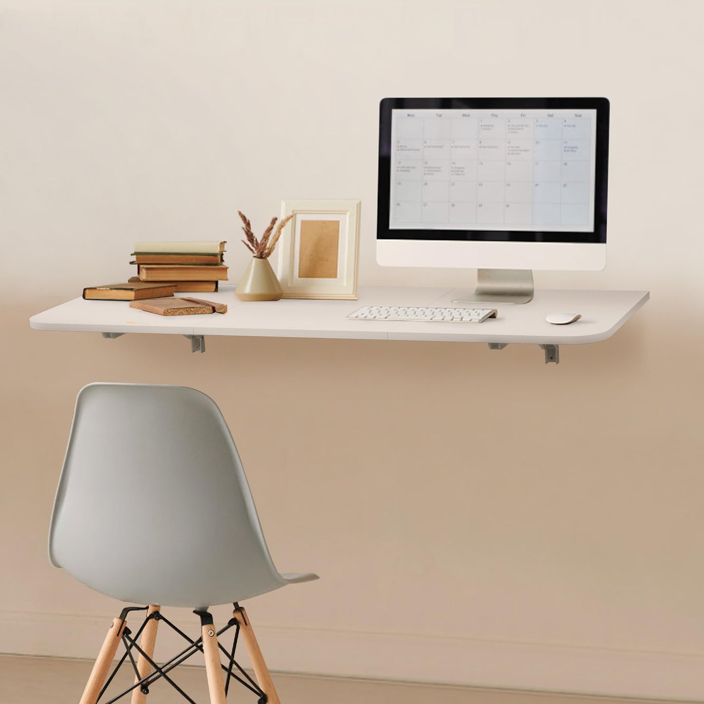 lesolar Wall Mounted Folding Table, 120x40cm Laundry Folding Wall Table, Folding Floating Laptop Desk Dining Table for Laundry Room Home Office
