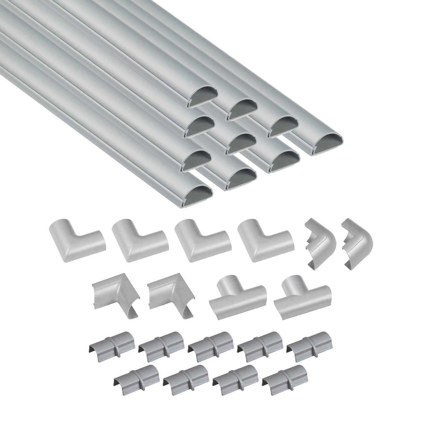 D-Line Mini Cable Trunking 4-Meter Pack, Half Round Cable Cover, Self-Adhesive Wire Cover, Hide TV Wires, Cable Management - 10x 30mm (W) x 15mm (H) x