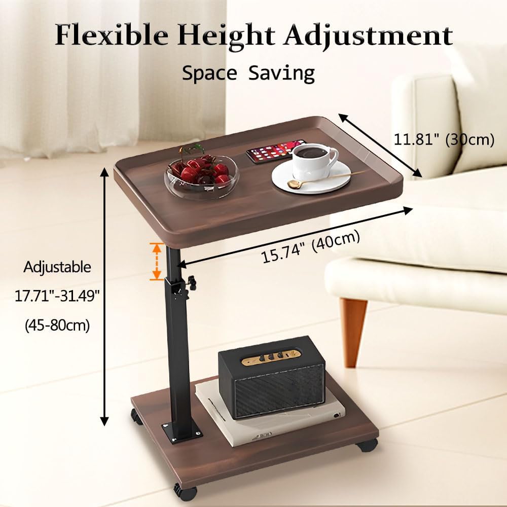 Kiss Me C Shaped Side Table, Height Adjustable 360° Swivel Couch Table