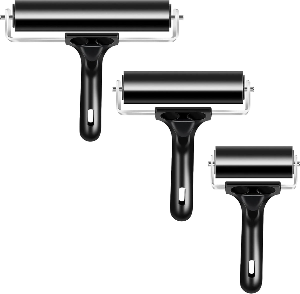 VinBee Soft Rubber Brayer Rollers (6 cm,10 cm and 15 cm) for Crafting Brayer Rollers for Printmaking Brayer Tool wallpaper roller Brush Ink Applicator