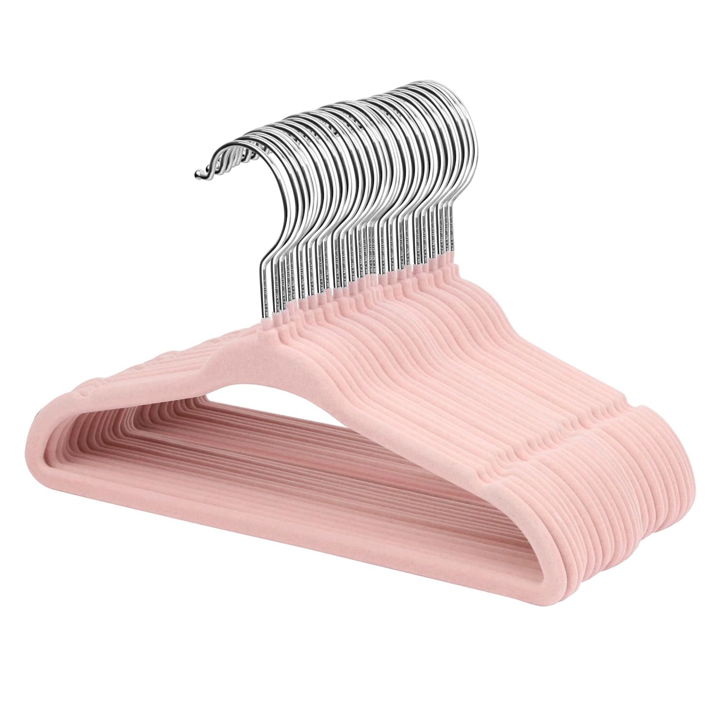 ManGotree 11" Baby Velvet Hangers Non-Slip Kids Hangers 30 Pack Light Pink