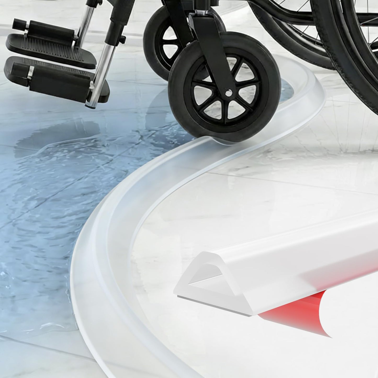 Nayotaa Wet Room Floor Barrier Flexible Water Barrier 250cm (Transparent) - Leakproof Shower and Sink Seal