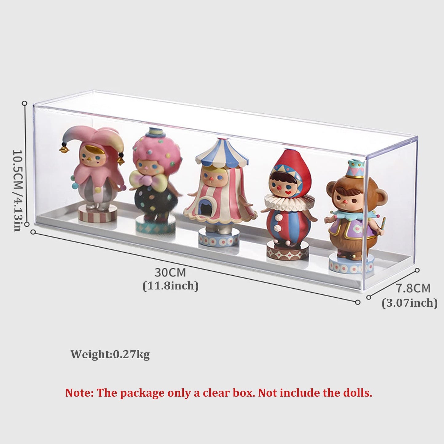 Clear Display Case for Figures，Acrylic Display Case for Doll Toy Collectibles, Action Figures