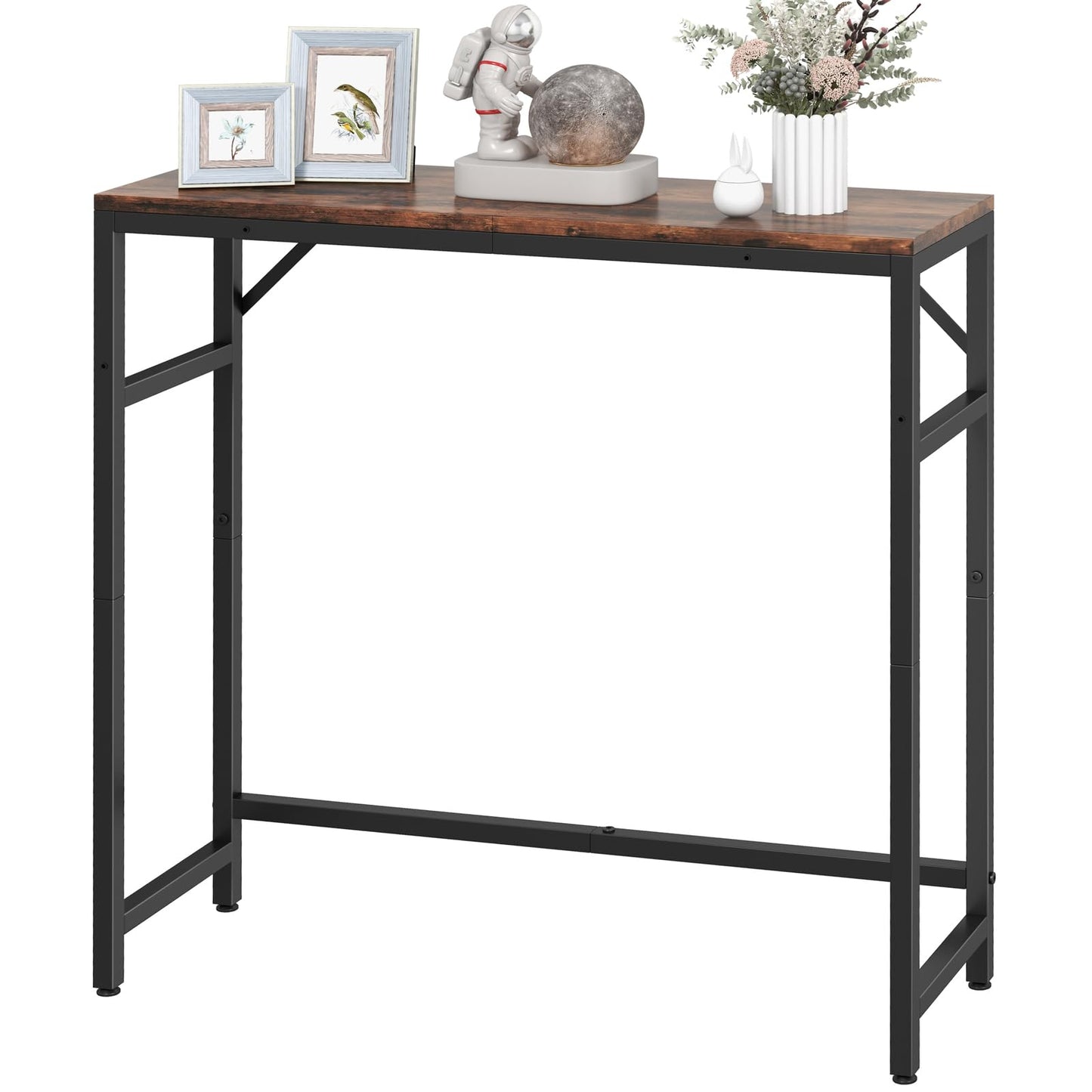 Livofloral Narrow Console Table, 75 cm Entryway Table with 2 Support Bar, Thin Sofa Table, Small Couch Table, Display Table