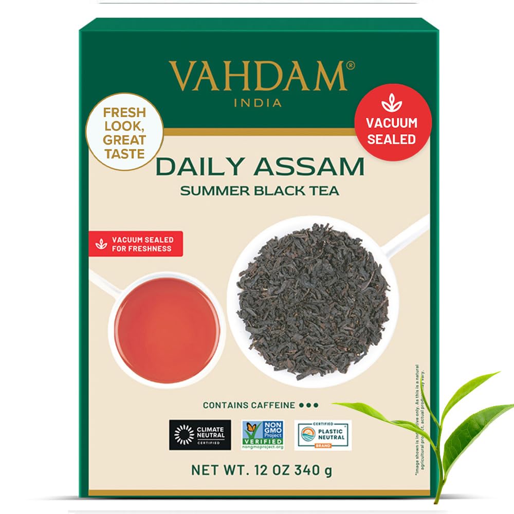 VAHDAM, Assam Black Tea Leaves (340g/12oz) 170+ Servings | High Caffeine, Non GMO, Gluten Free | STRONG, MALTY & RICH | Pure Unblended Single Origin