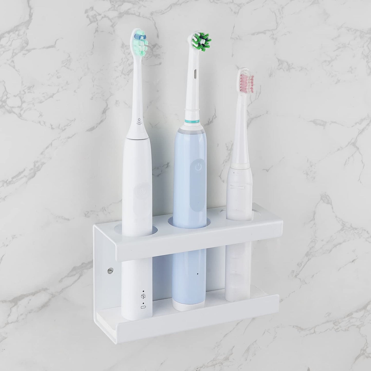 Adorila Electric Toothbrush Holder for Bathroom Wall, Self Adhesive Toothbrush Storage Rack with Diatomite Dish, Compatible with Philips 4100, 5100,