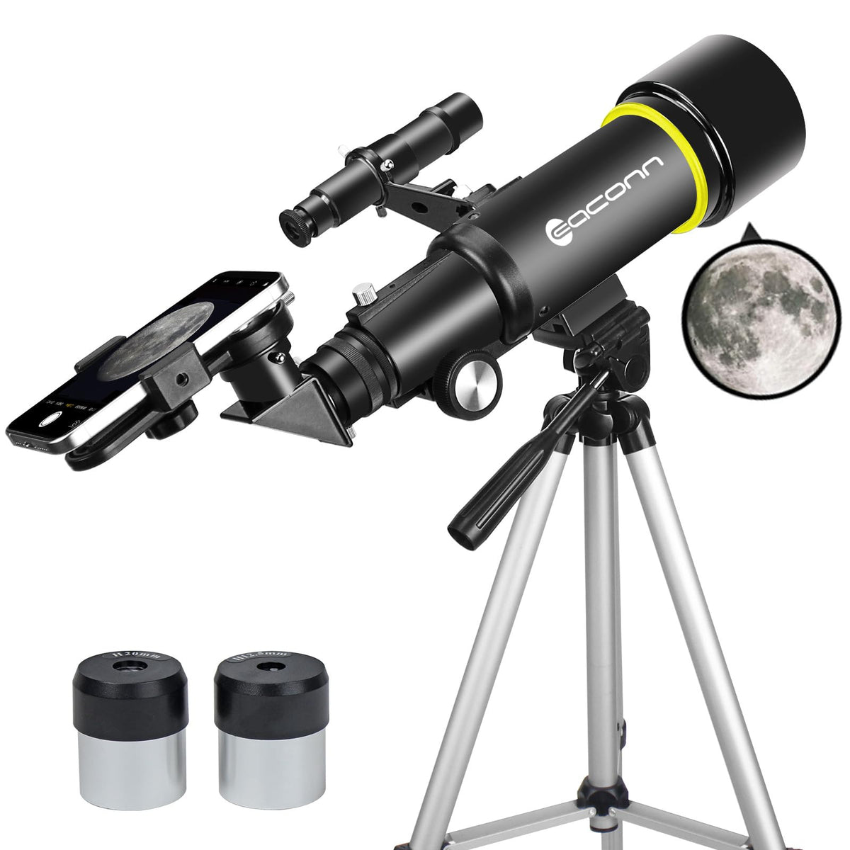 Telescope for Adults Beginners, 70mm Aperture 400mm AZ Mount Fully Multi-Coated Optics Refractor Portable Telescopes, Travel Telescope with Tripod and