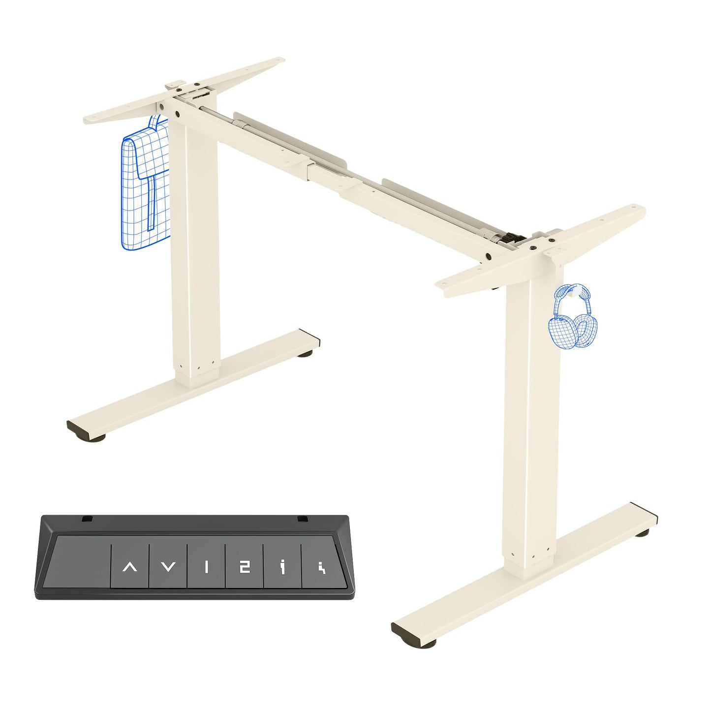 FLEXISPOT Height Adjustable Electric Standing Desk Frame Ergonomic Sit-stand Workstation with Memory Smart Panel EN1(2 Stage | Mousse White)