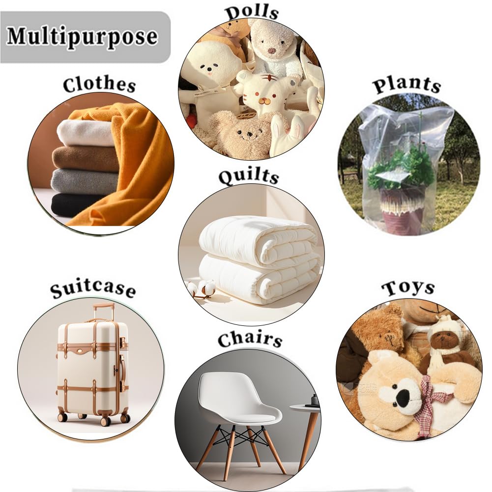 6Pcs Large Clear Plastic Storage Bags,90x120cm,Suitcase Storage Bags
