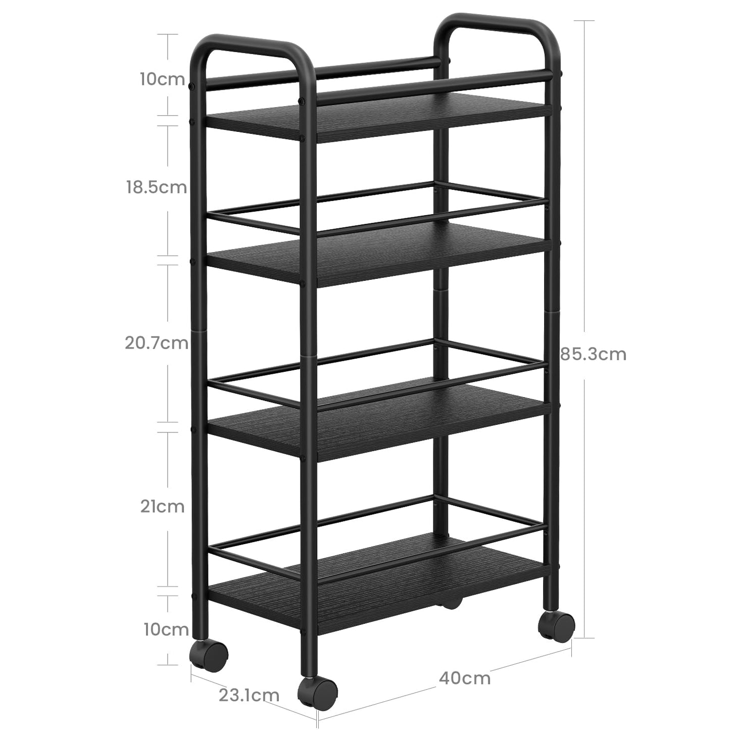 Asgolion 4-Tier Trolley, Space-Saving Kitchen storage trolley with Wheels