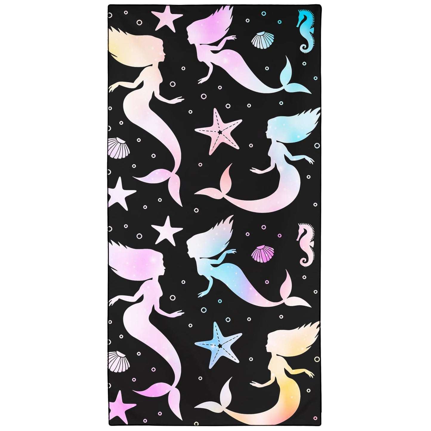 Violetpos Gradient Mermaid Silhouette Beach Towel, Extra Large 180x90 cm 250GSM Microfibre, Sand Free Quick Dry