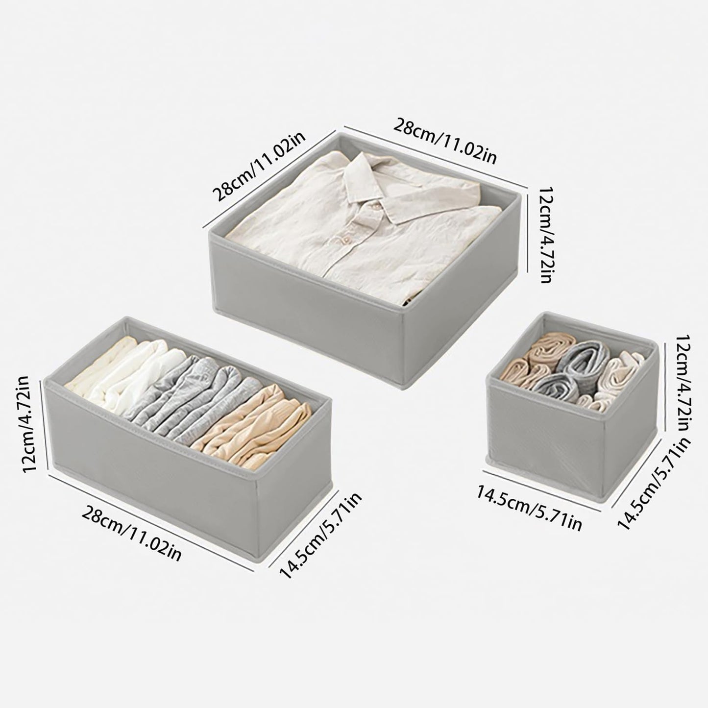 Braozaiw Drawer Organisers, Drawer divider, Storage Dividers Set, Foldable Fabric Organisers for Clothes, Underwear, Socks, Clothes Organiser
