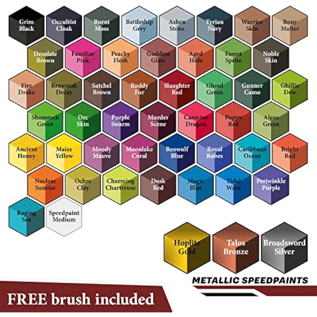 The Army Painter, Speedpaint Mega Paint Set 2.0, 50 x 18ml Acrylic Contrast Paints, incl. Metallics, 1 Medium & 1 Free Brush - For Miniature Painting, Dnd & Warhammer