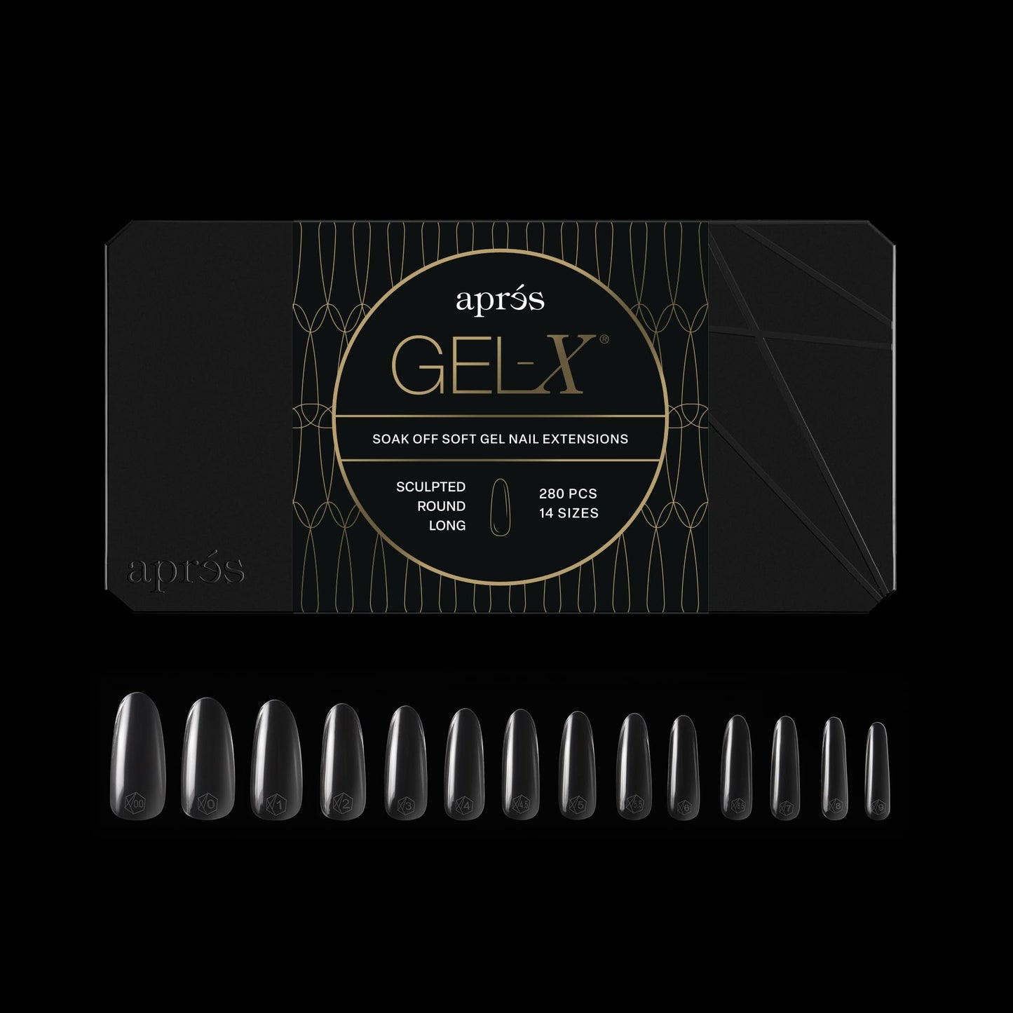 Apres Gel-X? Round Box of Nail Tips | 280 Soft Gel Tips, 14 Sizes 00-9 | Half-sizes Included (Sculpted Round Long, 1 Count (Pack of 1))