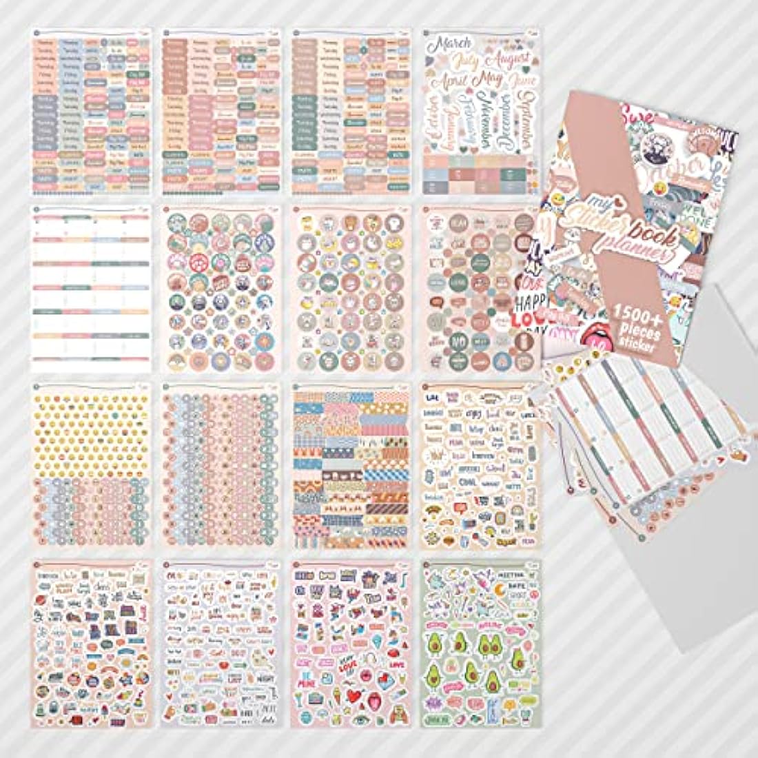 colortouch Sticker Set - 2500+ Pcs Monthly, Weekly, Daily Stickers - 32 Sheets Bullet Journal Sitckers Album for Planner, Organizer, Calendar, Laptop, Collection, Budget, Agenda, Schedule, Scrapbook