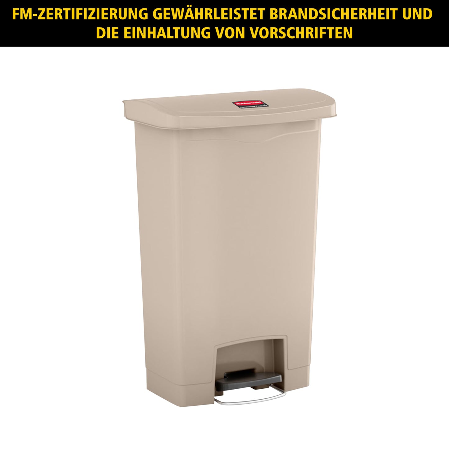 Rubbermaid Commercial Products Slim Jim Step-on Resin Front Step Waste Receptacle Bin 30 Litre Beige 1883456