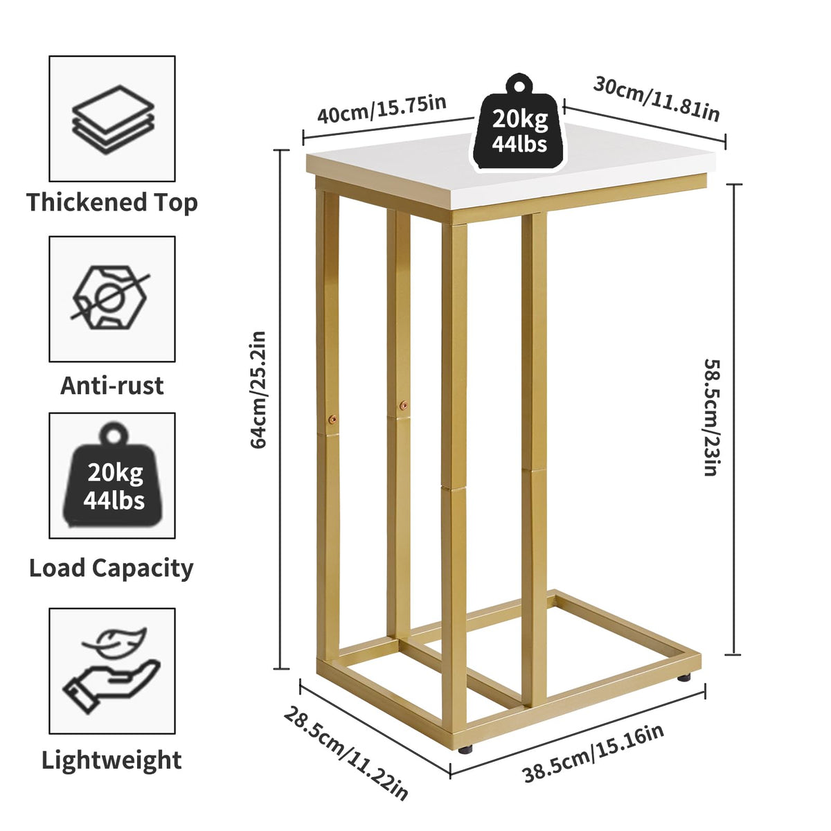 Aibiju Set of 2 Small Side Table for Laptop, End Table for Sofa, Couch Table with Metal Frame for living Room, Bedroom, Balcony