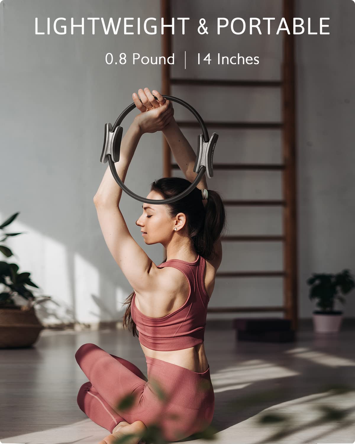 LIONSCOOL Pilates Ring Set - Premium14Magic Circle with Dual Padded Handles - Includes Pilates Mini Ball & Highly Elastic Resistance Bands & Workout