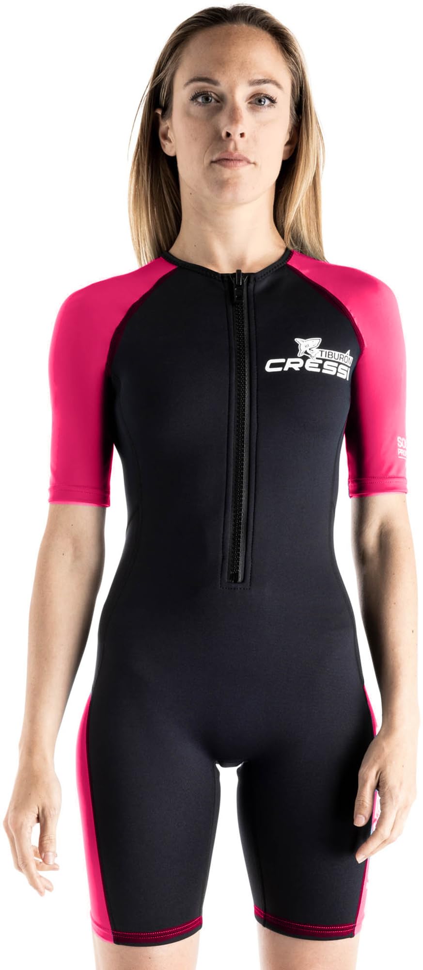 CRESSI Tiburon Lady Shorty Wetsuit 2mm - Wetsuit Shorty Women's made of Neoprene Ultra Stretch 1.5/2mm and Elastane, Black/Pink, XL/5