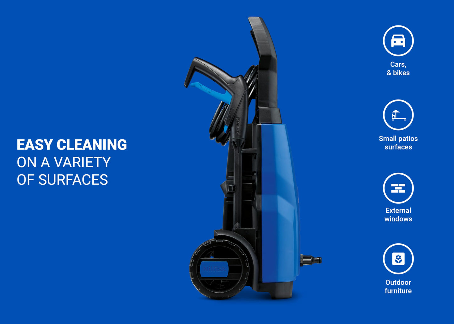 Nilfisk C 110.7-5 High Pressure Washer - Mini Power Washer for Patios and Car Cleaner (1400 W)