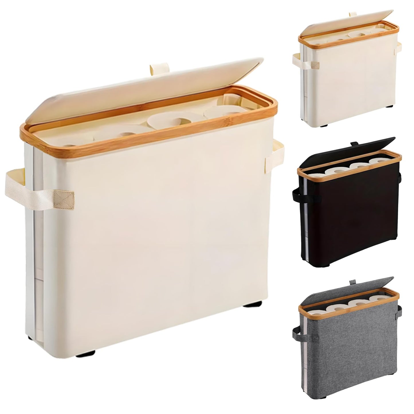 WANCHIY Toilet Roll Storage Basket 32L Foldable Waterproof Bathroom Box