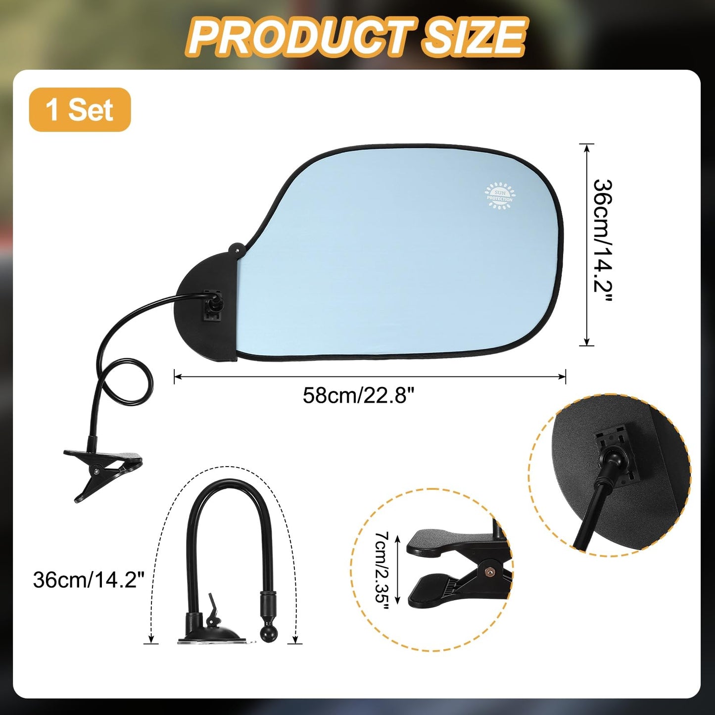 PATIKIL Desk Shade, 22.8" Adjustable Cubicle Shade with Suction Cup and Clip Portable Foldable Cubicle Light Shield for Block Overhead Light Privacy