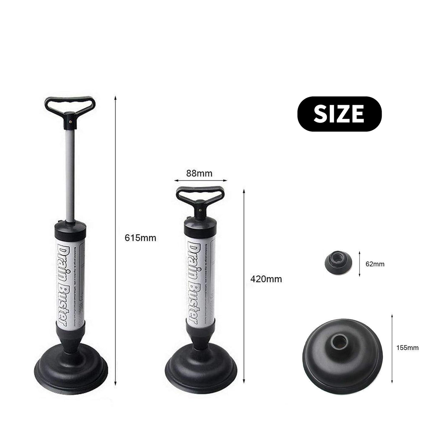 SubTack Drain Unblocker - Sink Plungers for Unblocking Plunger Shower Unblocker Powerful Toilet Air Plunger Toilet Unblocker Toilet Unblocker with 2