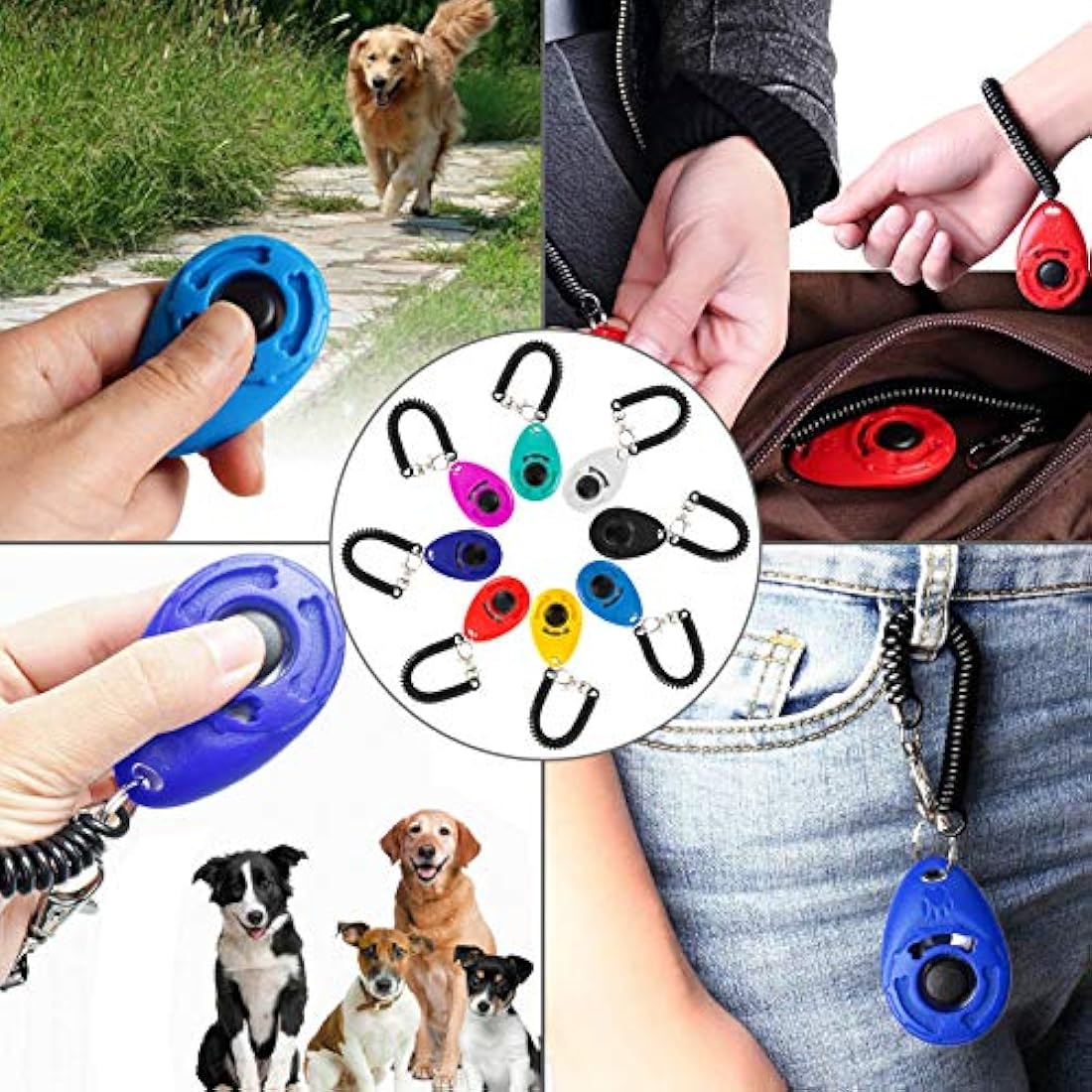 Bestomrogh 8 Pack Dog Training Clicker with Wrist Strap and Big Button Effective Behavioral Training Tool for Dogs Cats Birds Horse and Other Pets(Multi-Color)