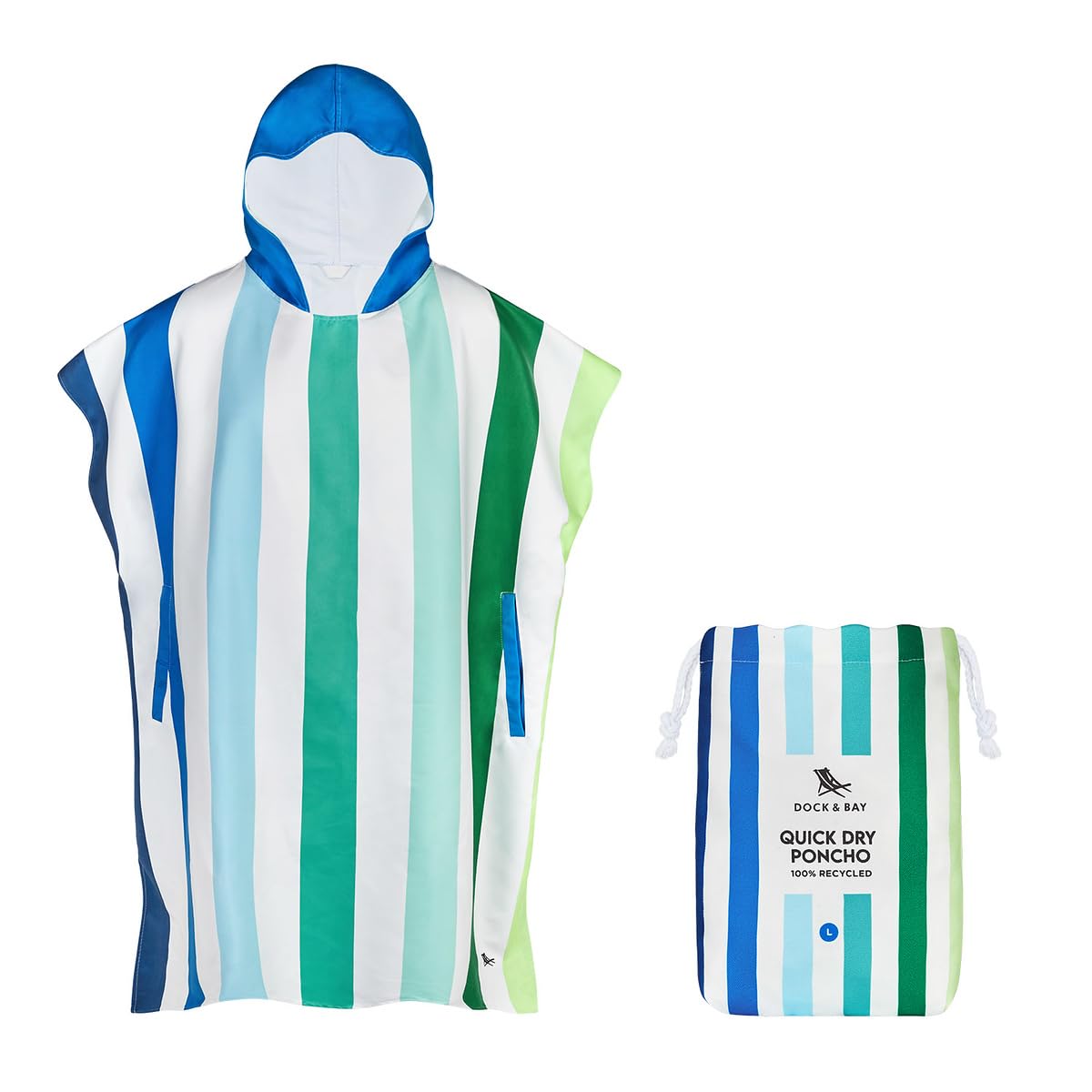 Dock & Bay Adult Beach Poncho - Hooded Towel with Deep Pockets - for Beach & Pool - Super Absorbent, Quick Dry - Summer - Lazy River, Medium (90x70cm,