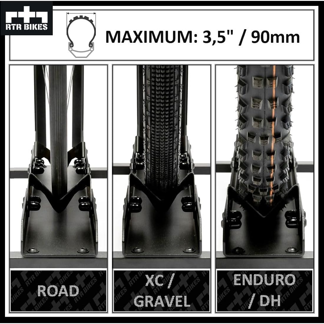 RTR BIKES BRUTUS UP Professional Freestanding Bicycle Stand - Ideal for Your Garage, Home or Bicycle Shop