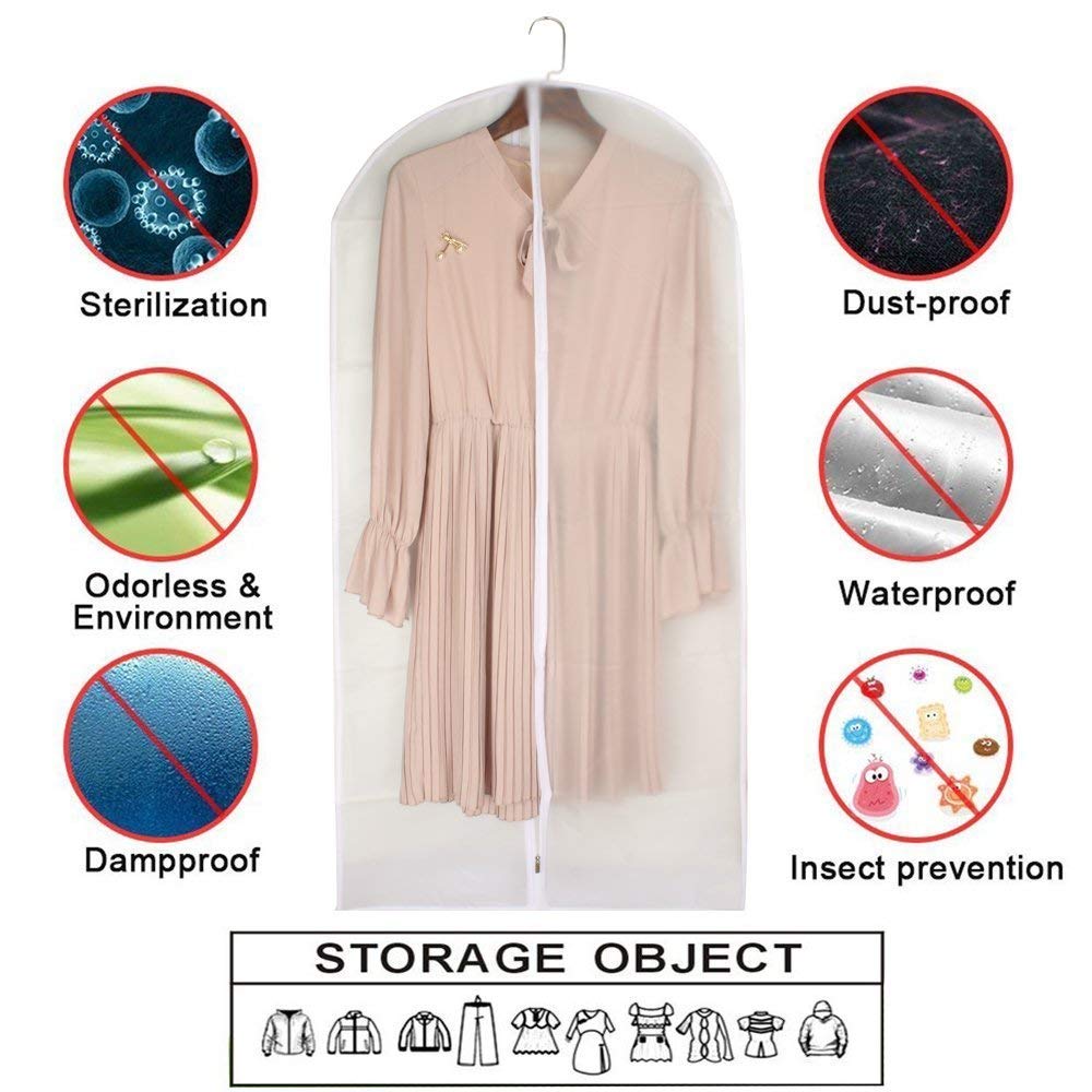 HomeClean Moth Proof Garment Bags 60 x 100cm(24'' x 40'') Hanging Clothing Storage Bags and 6 Cedar Balls for Suit Jacket Shirt Sweater Pack of 6