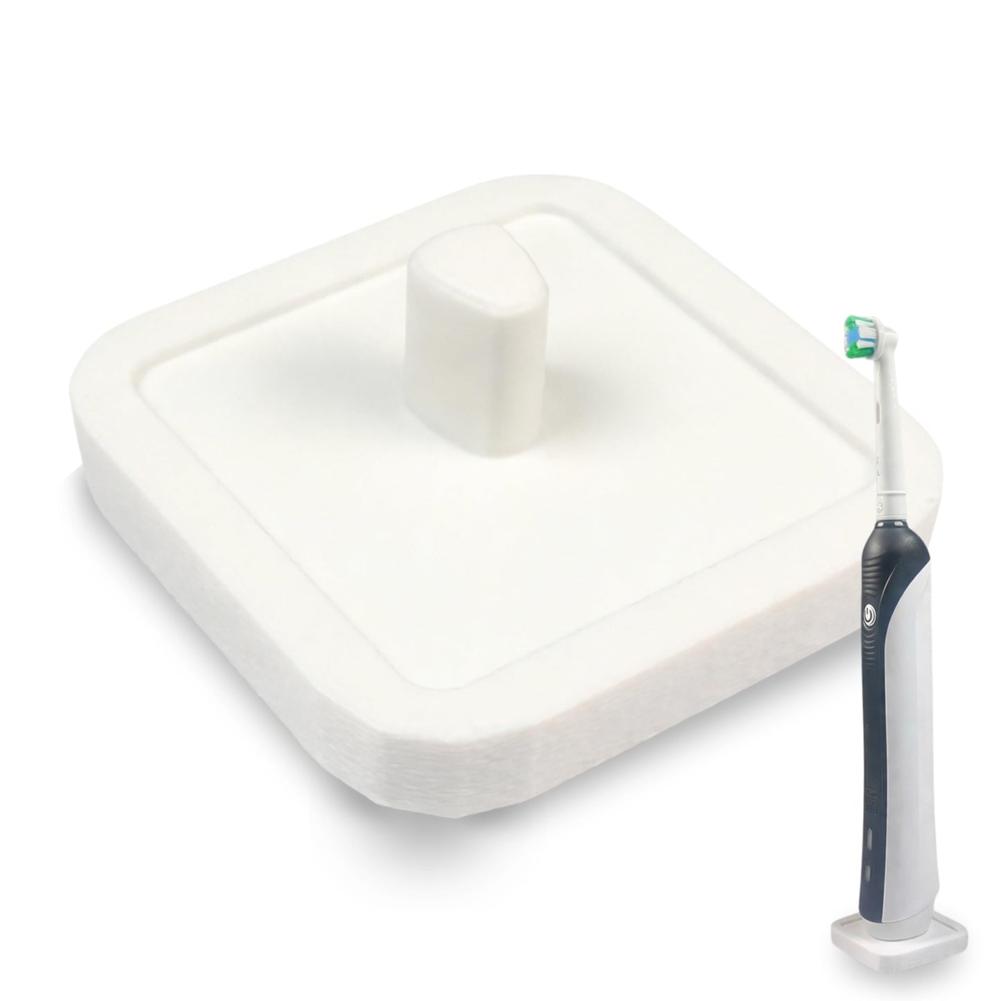 Electric Toothbrush Holder Stand Compatible with Oral-B – Single (Matte Ivory White, Single)