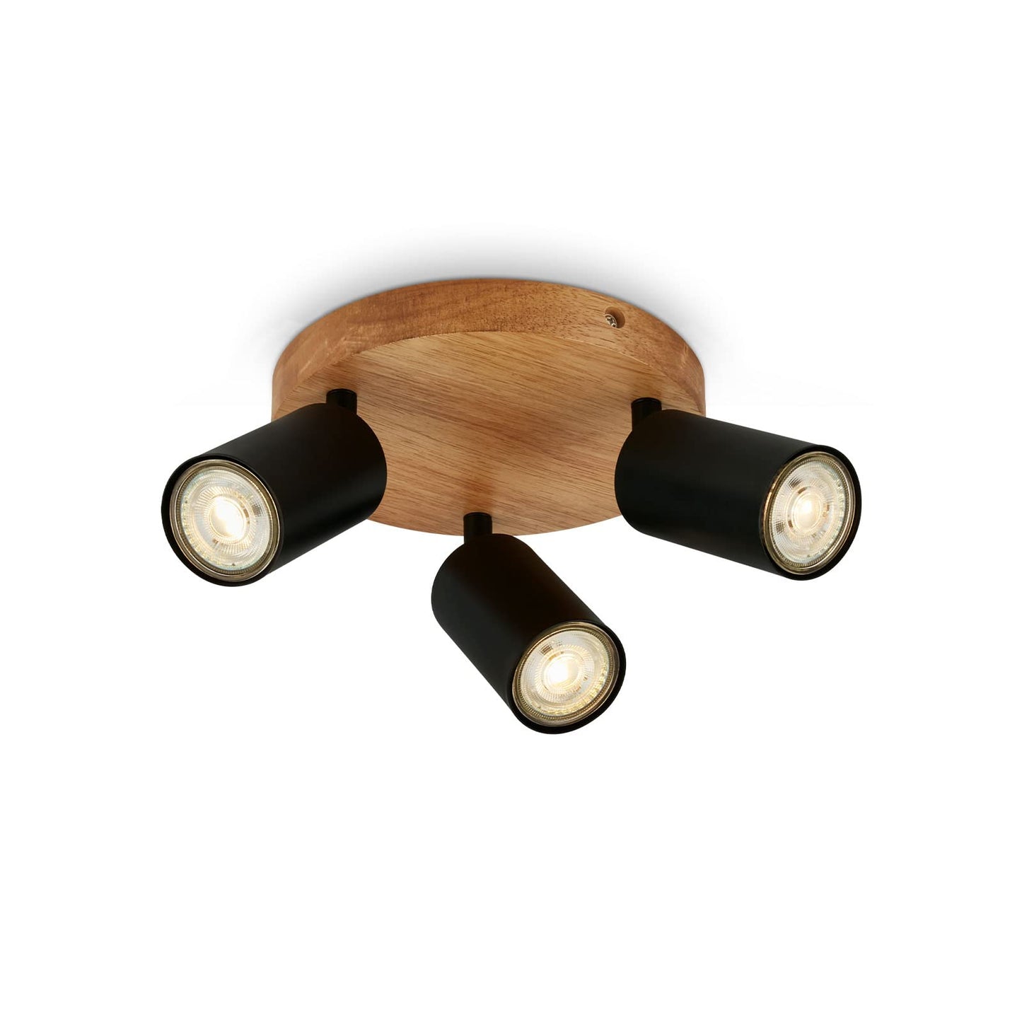 BRILONER - Vintage Adjustable spot Light Ceiling lamp, Wooden Base, GU10 Fitting, max. 9 watts, Ceiling Light, Living Room lamp, Bedroom lamp, Kitchen