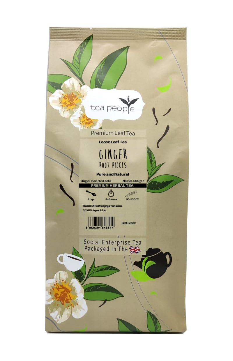 Tea People Ginger Root Pieces, Loose Herbal Tea In A Small Catering Pack, 500 g