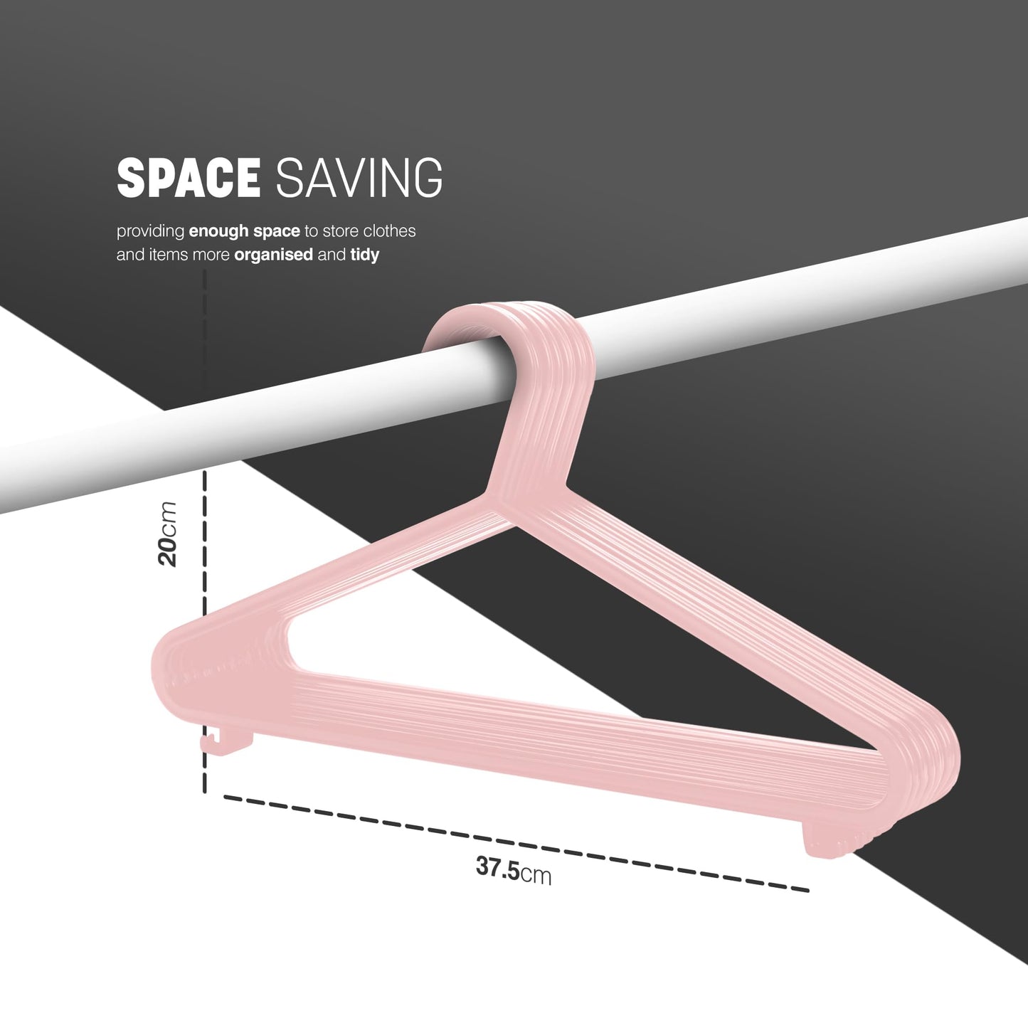 KEPLIN Adult Plastic Coat Hangers - Strong Clothes Hangers for Clothes Rail & Closet, Clothing Hanger with Suit Pants Trouser Bar and Clips