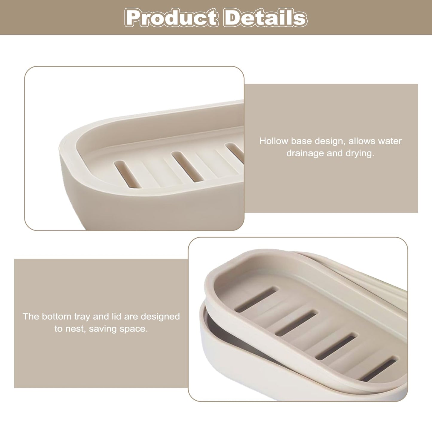 2 Pcs Soap Dish with Drain Plastic Sponge Holder, Non-Slip Design and Easy Cleaning, Soap Saver Tray for Bathroom and Travel Convenience