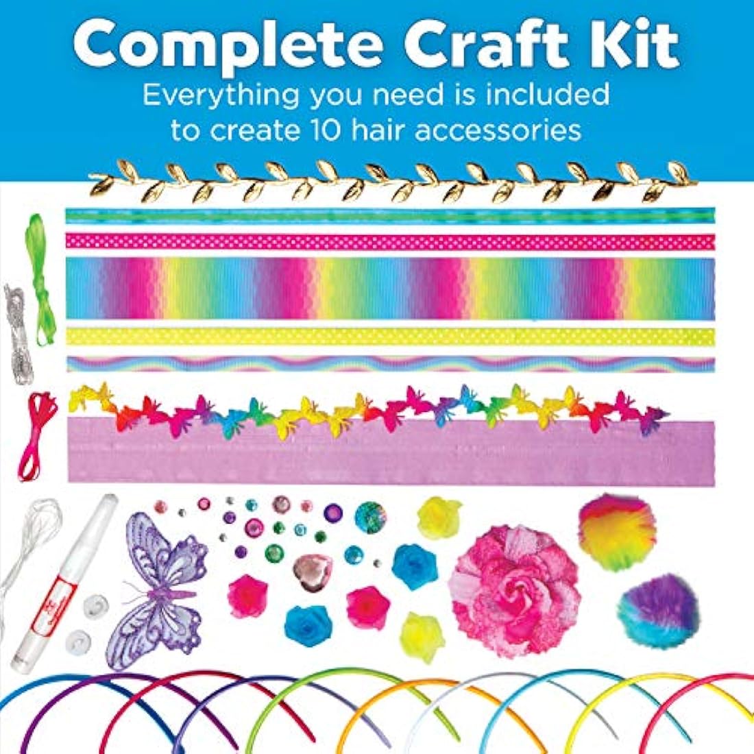 Creativity for Kids Fashion Headbands Craft Kit, Makes 10 Unique Hair Accessories (Packaging May Vary)