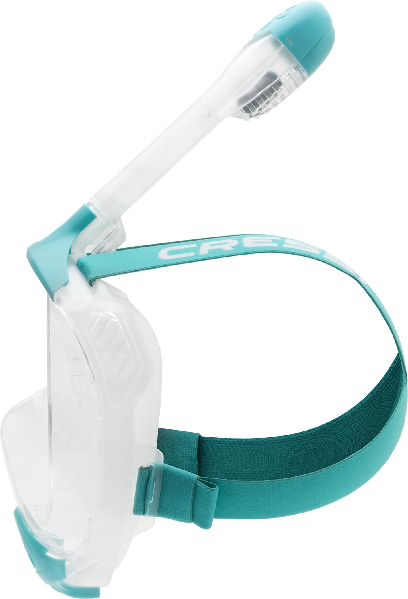 CRESSI Java Full Face Mask Clear/Aquamarine S/M-Unisex Full Face Snorkel Mask, Ultra Clear Anti Fog Lens, 100% Silicone, Snorkel Dry with Safety