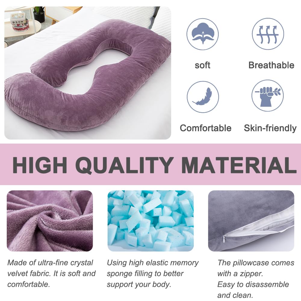 TaiBest U Shaped Full Body Pregnancy Pillow with Removable Cover for Maternity Women,Pregnancy Pillows for Sleeping,Support for Back, Legs, Belly,55