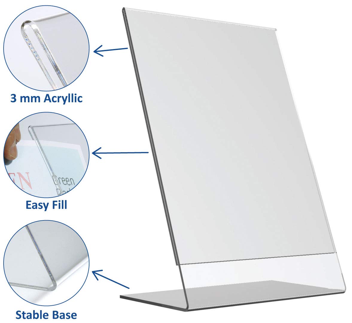 Europel Sign Holder, L-Standard, A4 Size, Portrait – Clear Acrylic Poster, Menu & Leaflet Display Holder for Restaurants, Hotels