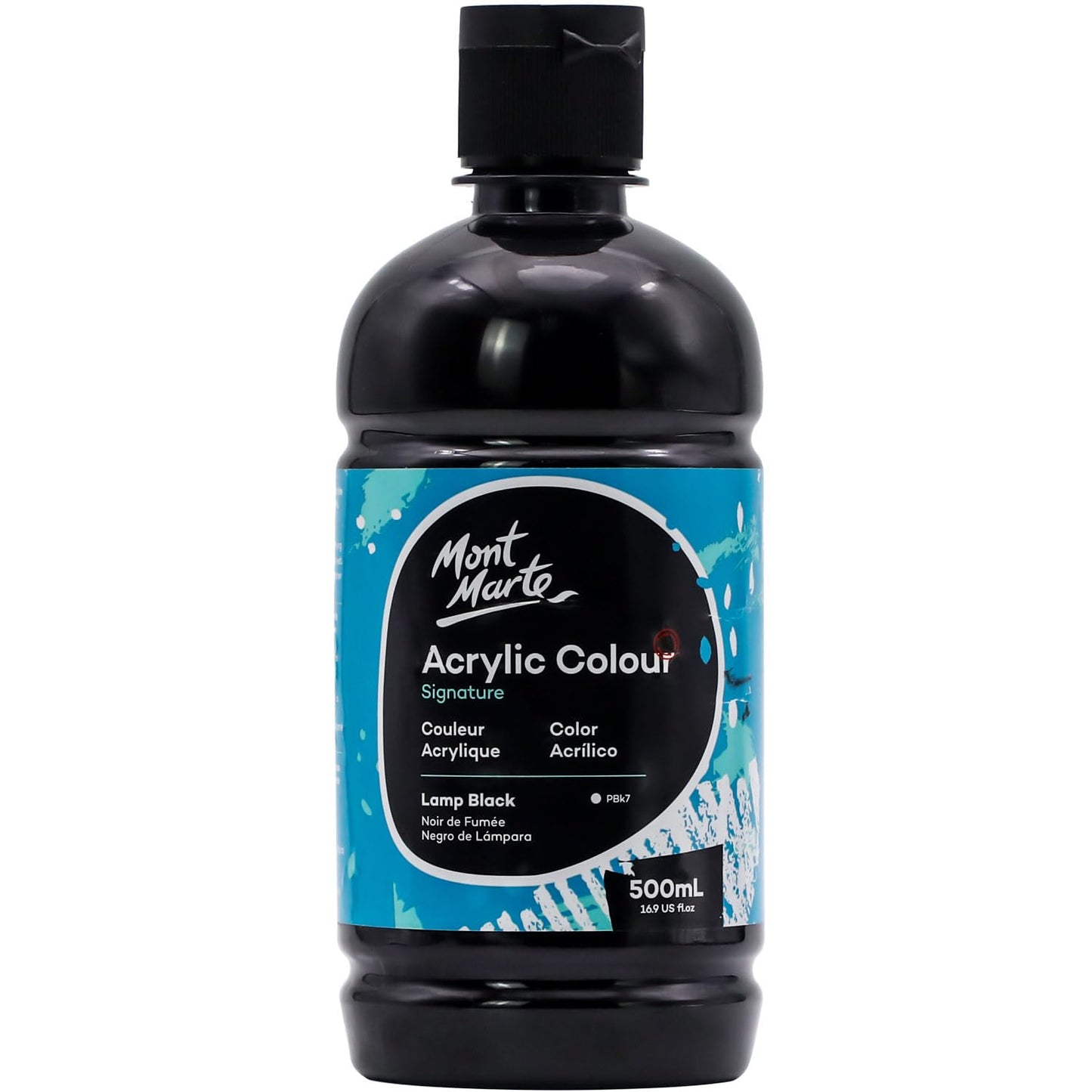 MONT MARTE Signature Black Acrylic Paint, 16.9oz (500ml), Semi-Matte Finish, Suitable for Canvas, Wood, Fabric, Leather, Cardboard, Paper, MDF and